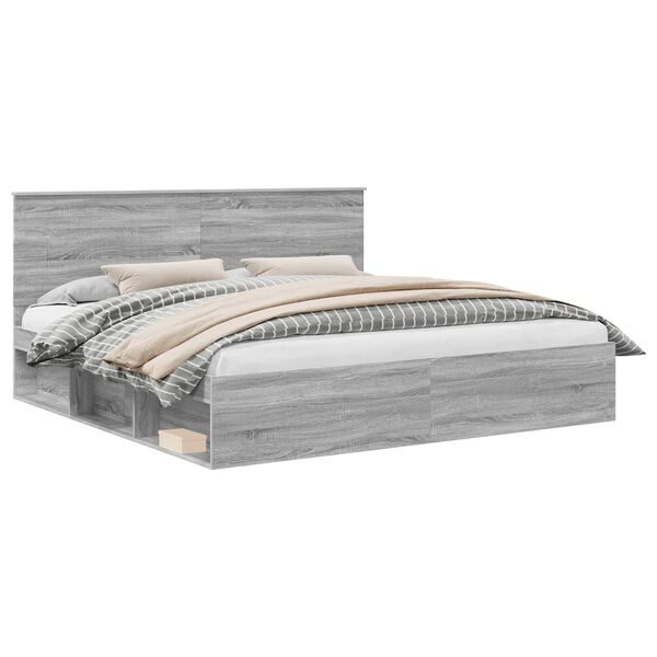 vidaXL Voodi raam peaga Hall Sonoma 200 x 200 cm Tahke m&auml;nd