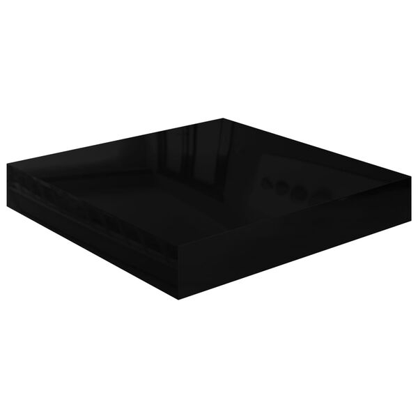 vidaXL seinariiulid, 4 tk, kõrgläikega must, 23 x 23,5 x 3,8 cm MDF