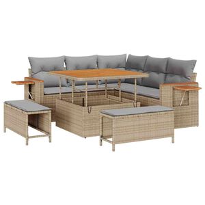 vidaXL Aia Diivanikomplekt padjaga 9 pcs Beež ja heledhall pol&uuml;rotang