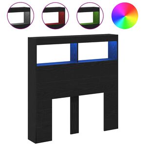 vidaXL voodipeatsi kapp LED-tuledega, musta tamm, 100x17x102 cm