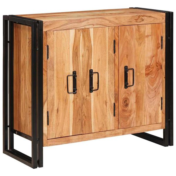 vidaXL Küljekapp uste jaotiga Pruun Kindel akaatsiapuit ja metall
