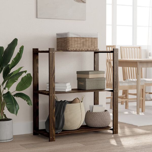 vidaXL 3-korruseline hoiuriiul, must, 80x38x90 cm, männipuit