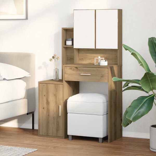 vidaXL Meigilaud sahtliga käsitöötamm 80 x 35 x 132 cm Tehispuit