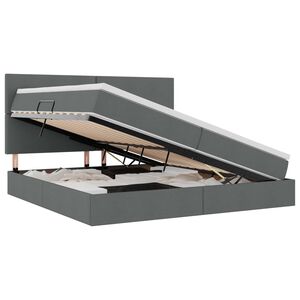 vidaXL Voodi hoiukohaga ja madratsiga Tumehall 200 x 200 cm Pol&uuml;ester