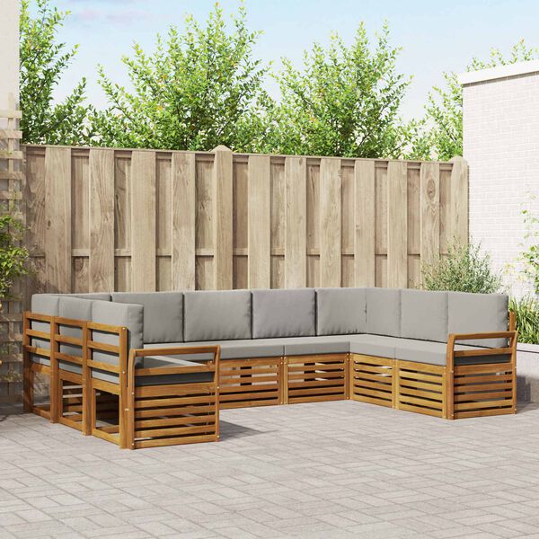 vidaXL Diivanikomplektid 9 pcs Looduslik ja Hele Hall Tugev akatsiapuu