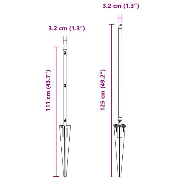 vidaXL Aiapost Muu 26 pcs Hall 3,2 x 3,2 x 80 cm Teras