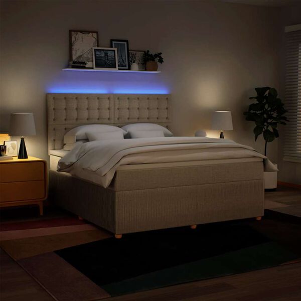 vidaXL kontinentaalvoodi madratsiga, kreemjas, 180x200 cm, kangas