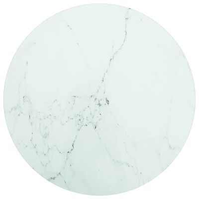 vidaXL lauaplaat, valge Ø40x0,8 cm, karastatud klaas marmordisain
