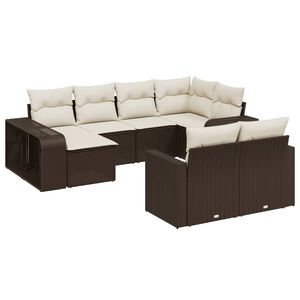 vidaXL 10-osaline aiadiivani komplekt patjadega, pruun, pol&uuml;rotang