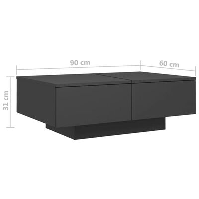 vidaXL kohvilaud, hall, 90 x 60 x 31 cm, puitlaastplaat