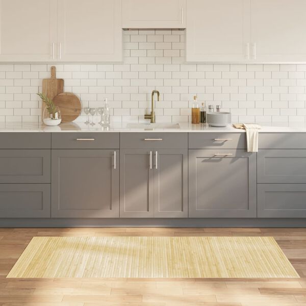 vidaXL vaip, ristk&uuml;likukujuline, naturaalne hele, 80 x 200 cm, bambus