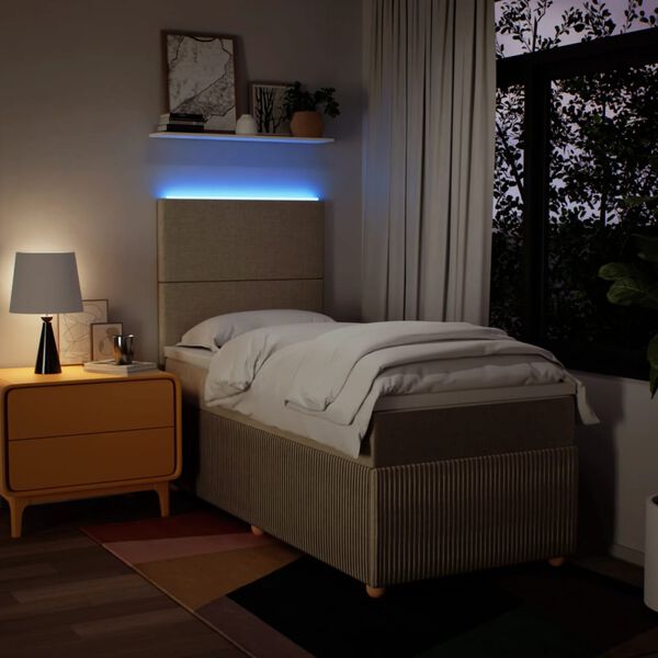 vidaXL kontinentaalvoodi madratsiga, kreemjas, 90x190 cm, kangas