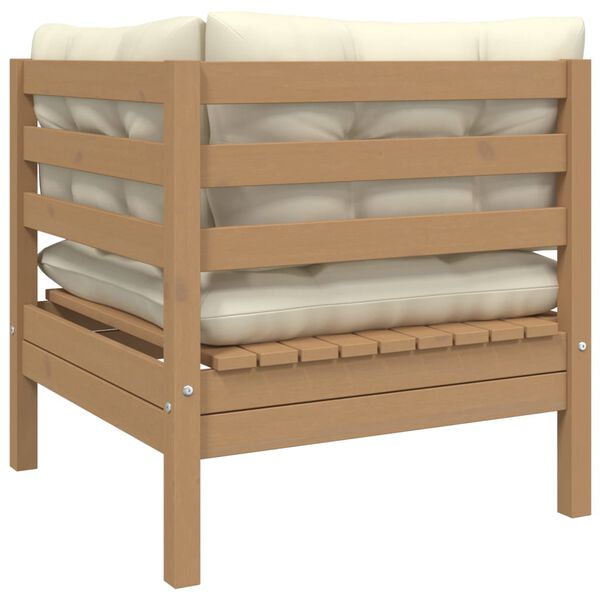 vidaXL 3-osaline aiadiivanikomplekt kreemjate patjadega, männipuit