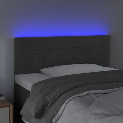 vidaXL LED-voodipeats, tumehall, 90x5x78/88 cm, samet