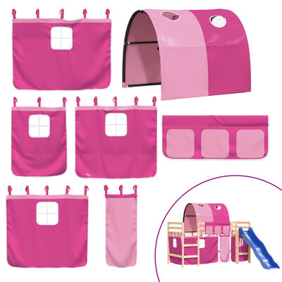 vidaXL laste kõrge voodi tunneliga, roosa, 80x200 cm, männipuit