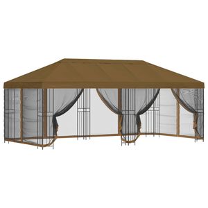 vidaXL Paviljon k&uuml;lgseinadega 6 x 3 m Pruunikashall Pol&uuml;ester ja teras