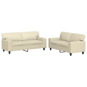 vidaXL 2-osaline diivanikomplekt, kreemjas, kunstnahk
