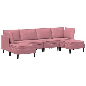 vidaXL Elutoa m&ouml;&ouml;bliseade padjaga ladustamisega 6 pcs Roosa Samet