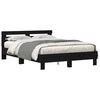 vidaXL Voodi raam LEDiga peaga Must tamm 140 x 190 cm Tehispuit