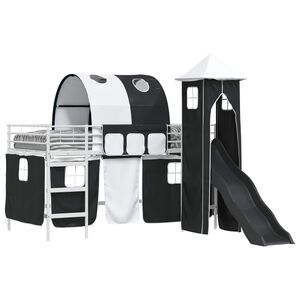 vidaXL Laste Lofti Voodi Raam Valge ja must 79,5 x 200 cm Metall