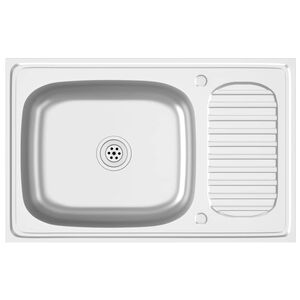 vidaXL valamu äravoolukomplekt, hõbe, 800x500x155 mm, roostevaba teras