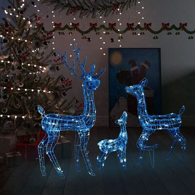 vidaXL akrüülist põhjapõtrade perekond, 300 LEDi, sinine