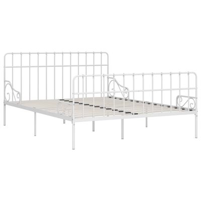vidaXL liistudest põhjaga voodiraam, valge, metall, 200 x 200 cm