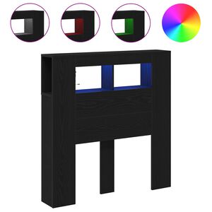 vidaXL LED peatoed riiuliga Must tamm 100 x 18,5 x 103,5 cm Tehispuit