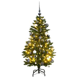 vidaXL hingedega kunstkuusk 150 LEDi ja j&otilde;ulukuulidega, 120 cm