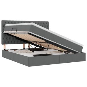 vidaXL Voodi hoiukohaga ja madratsiga Tumehall 180 x 200 cm Pol&uuml;ester