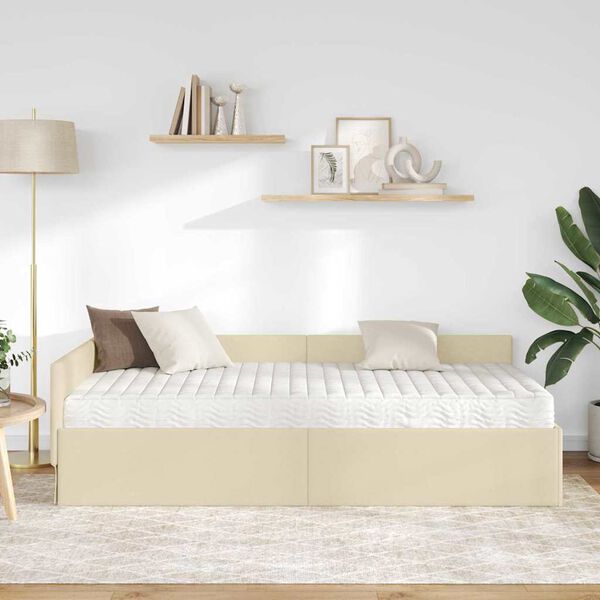 vidaXL Nurgavoodi raam koos madratsiga Muu peaga 2 pcs cream kangas