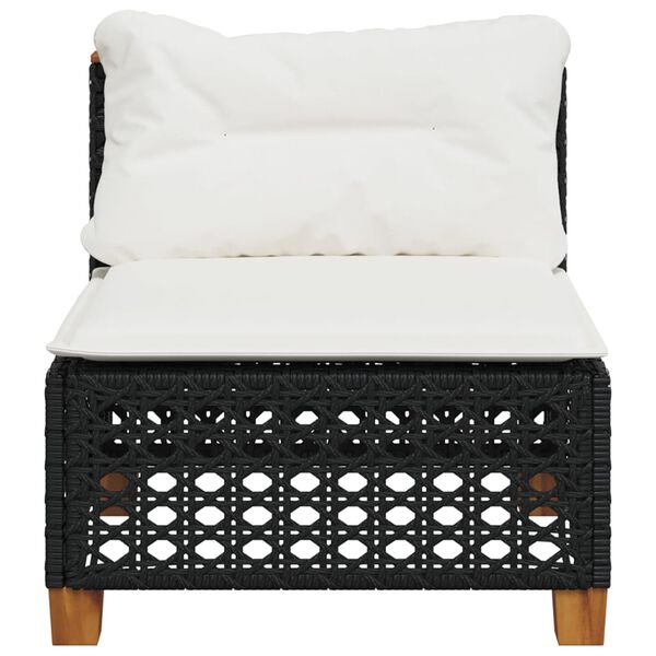 vidaXL käetugedeta aiadiivan patjadega, must, polürotang