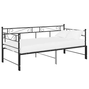 vidaXL lahtik&auml;iv diivanvoodiraam must metall 90 x 200 cm