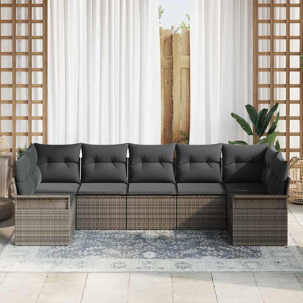 vidaXL Aia Diivanikomplekt padjaga 7 pcs Hall pol&uuml;rotang