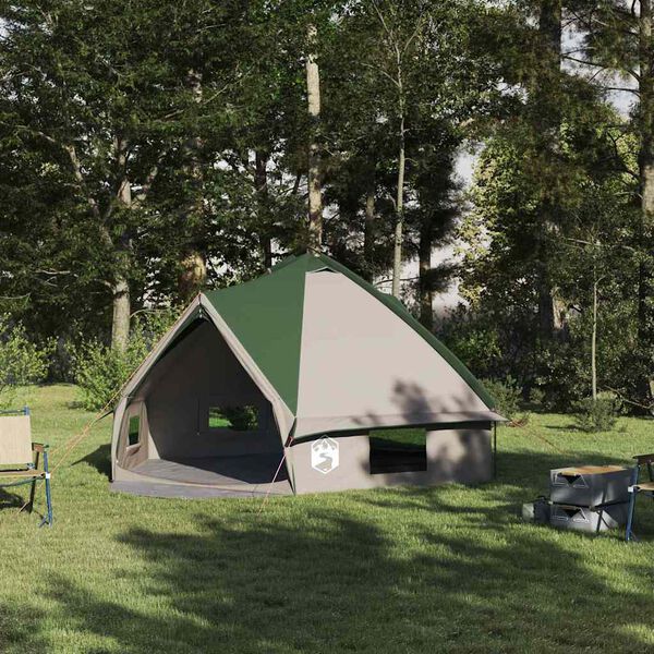 vidaXL Teepee Telk 6-Inimesele Roheline ja Valge 490 x 410 x 210 cm