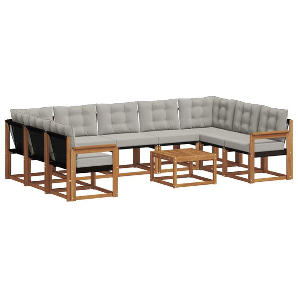 vidaXL V&auml;li diivanikomplekt padjaga 10 pcs Looduslik ja Hele Hall