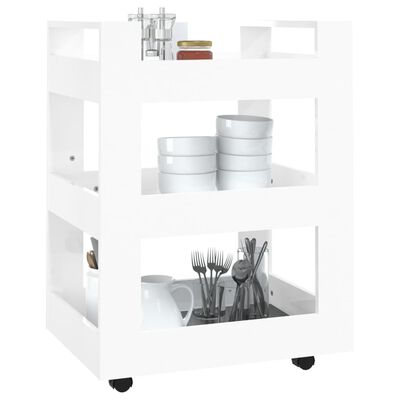 vidaXL köögikäru, kõrgläikega valge, 60 x 45 x 80 cm, tehispuit