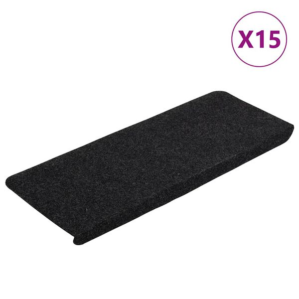 vidaXL isekleepuv trepivaip, 15 tk, 65x24,5x3,5 cm, must