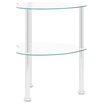 vidaXL 2-korruseline laud, läbipaistev 38x38x50 cm, karastatud klaas