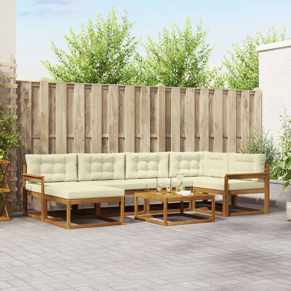 vidaXL V&auml;li diivanikomplekt padjaga 7 pcs Looduslik ja kreem