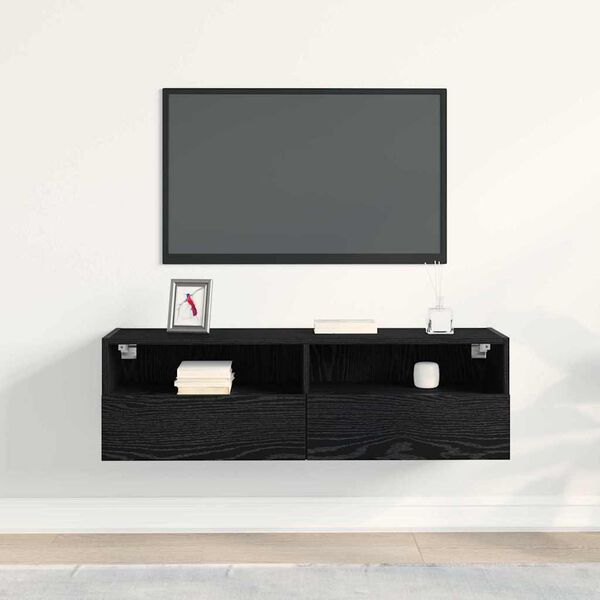 vidaXL TV Seina Kapp Must tamm 100 x 30 x 30 cm Tehispuit