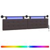 vidaXL Rippuv voodipeats LED-valgustusega Tume pruun kangas
