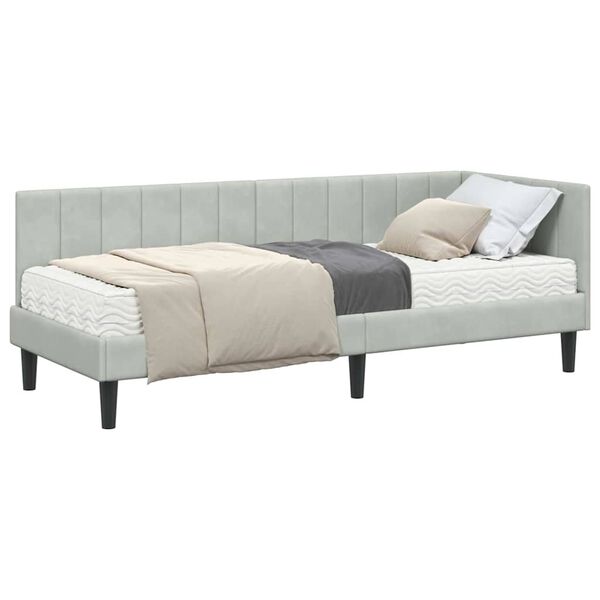 vidaXL Nurgavoodi raam koos madratsiga madratsiga 2 pcs Helehall Samet