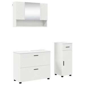 vidaXL Vannitoa m&ouml;&ouml;bleset uksega 3 pcs Valge T&ouml;&ouml;deldud puit ja metall
