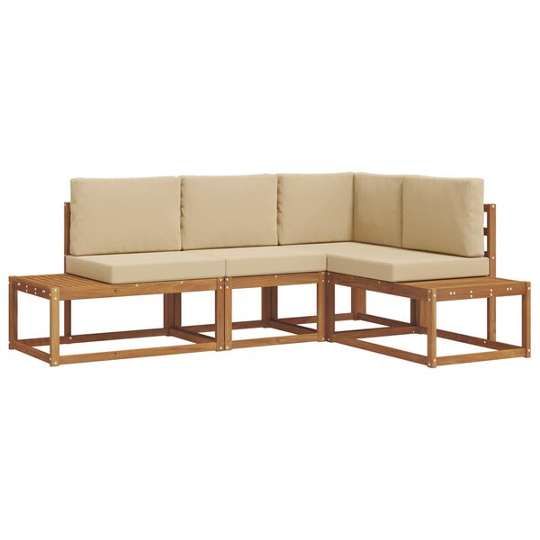 vidaXL V&auml;li diivanikomplekt padjaga 4 T&uuml;kk Looduslik ja beež