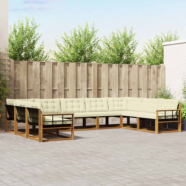 vidaXL V&auml;li diivanikomplekt padjaga 9 pcs Looduslik ja kreem