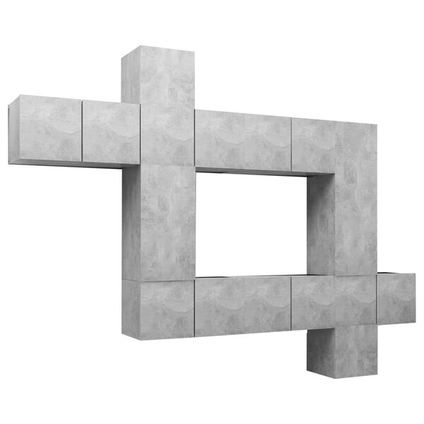 vidaXL 10-osaline telerikappide komplekt, betoonhall, tehispuit