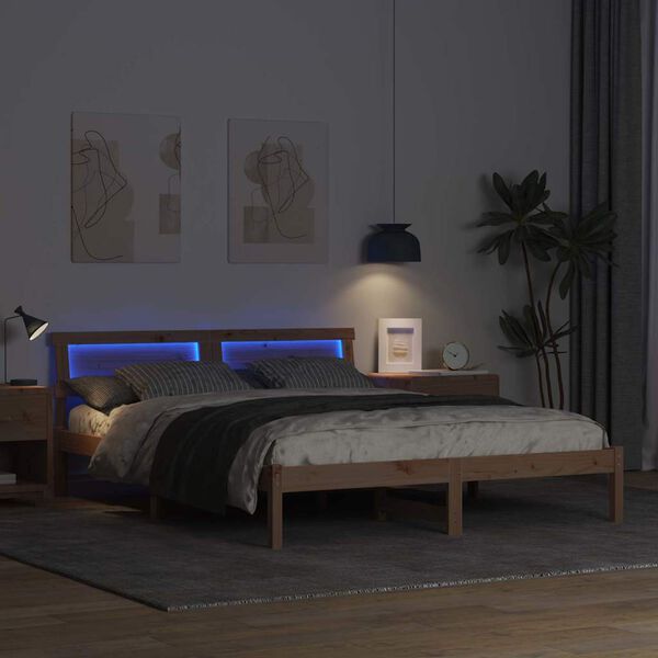 vidaXL Voodi raam peaga Pruun 150 x 200 cm Tahke mänd