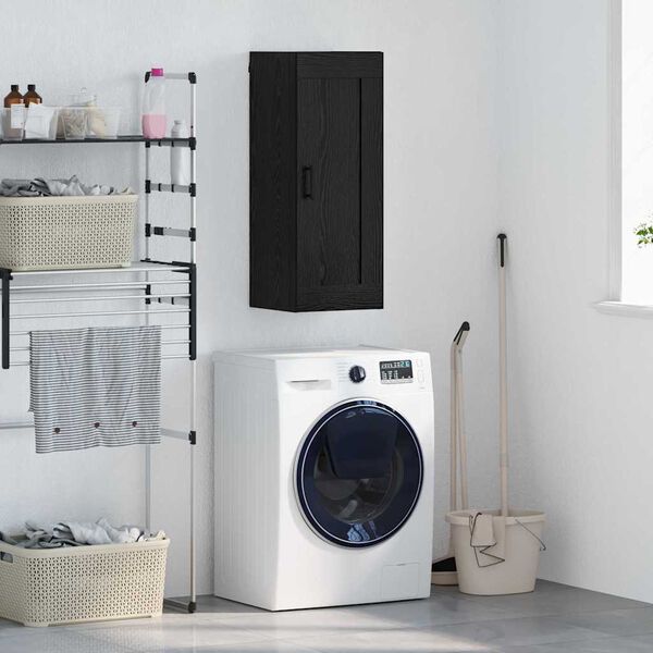 vidaXL Seinakapp Must tamm 34,5 x 34 x 90 cm Tehispuit