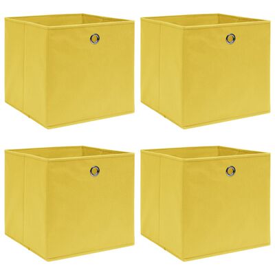vidaXL hoiukastid 4 tk, kollane, 32 x 32 x 32 cm, kangas